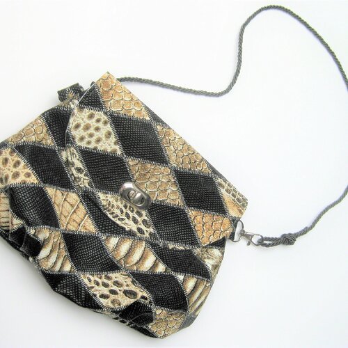 Sac à main en simili cuir imitation python imprimé losanges