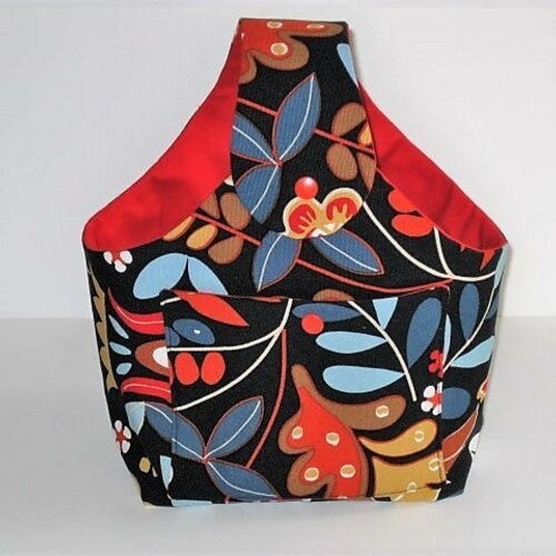 Sac forme panier , sac à projet motif champêtre