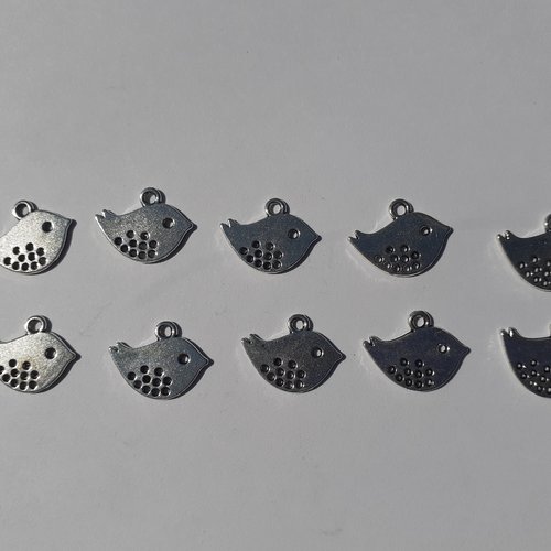 Breloque/charms  lot de 10 breloques oiseaux argentés