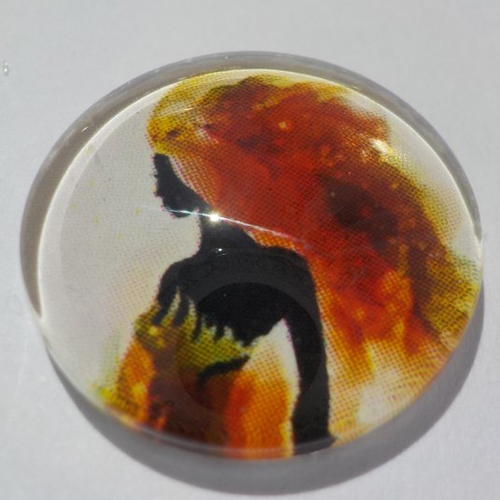 Cabochon avec son image de femme, multicolore, en verre, rond, 18 mm