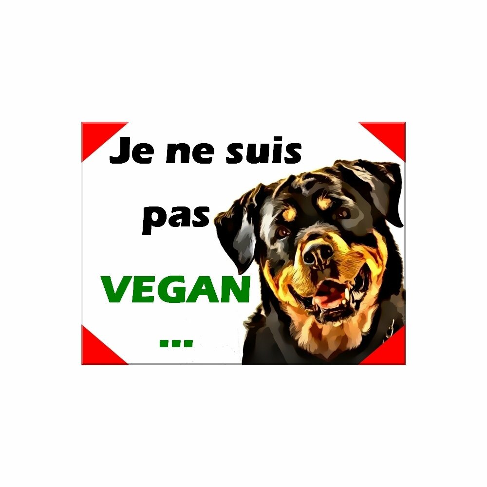 Plaque Aluminium Attention Chien Rottweiler Humour Vegan 15xcm Un Grand Marche