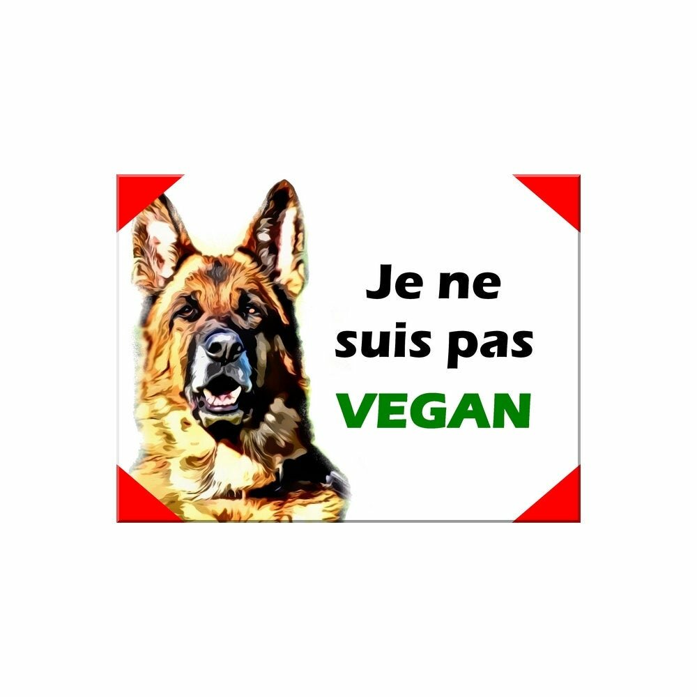 Plaque Aluminium Attention Chien Berger Allemand Humour Vegan 15xcm Un Grand Marche