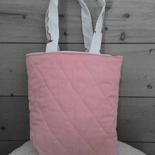 Mini tote bag enfant 18x15 cm matelassé rose (2)