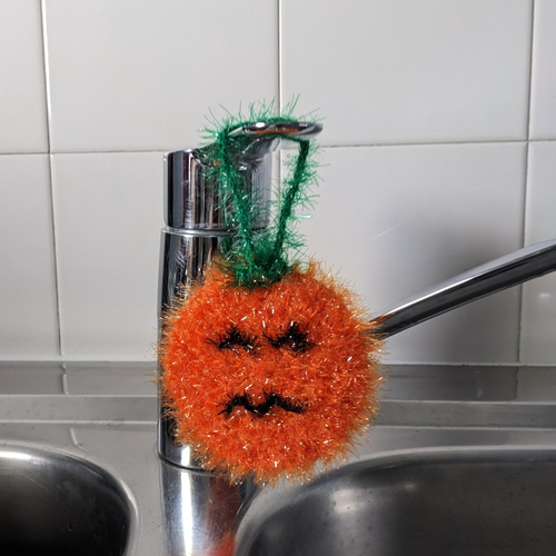Tawashi éponge crochet réutilisable citrouille halloween