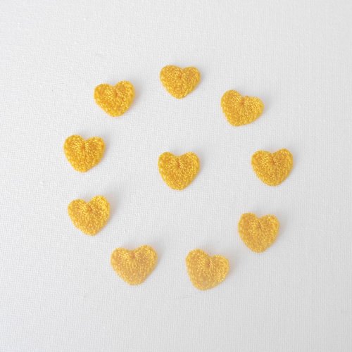 Lot de 10 mini-cœurs jaunes
