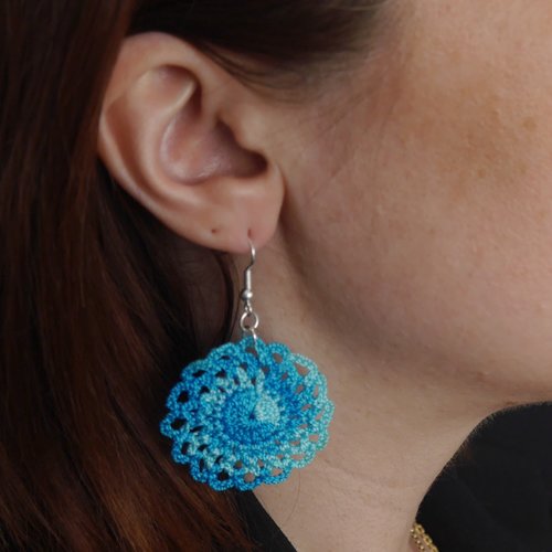 Boucles d'oreilles pendantes bleu turquoise nuancé