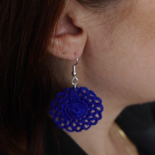 Boucles d'oreilles pendantes bleu roi