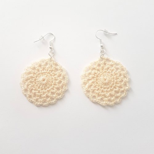 Boucles d'oreilles pendantes coloris ivoire