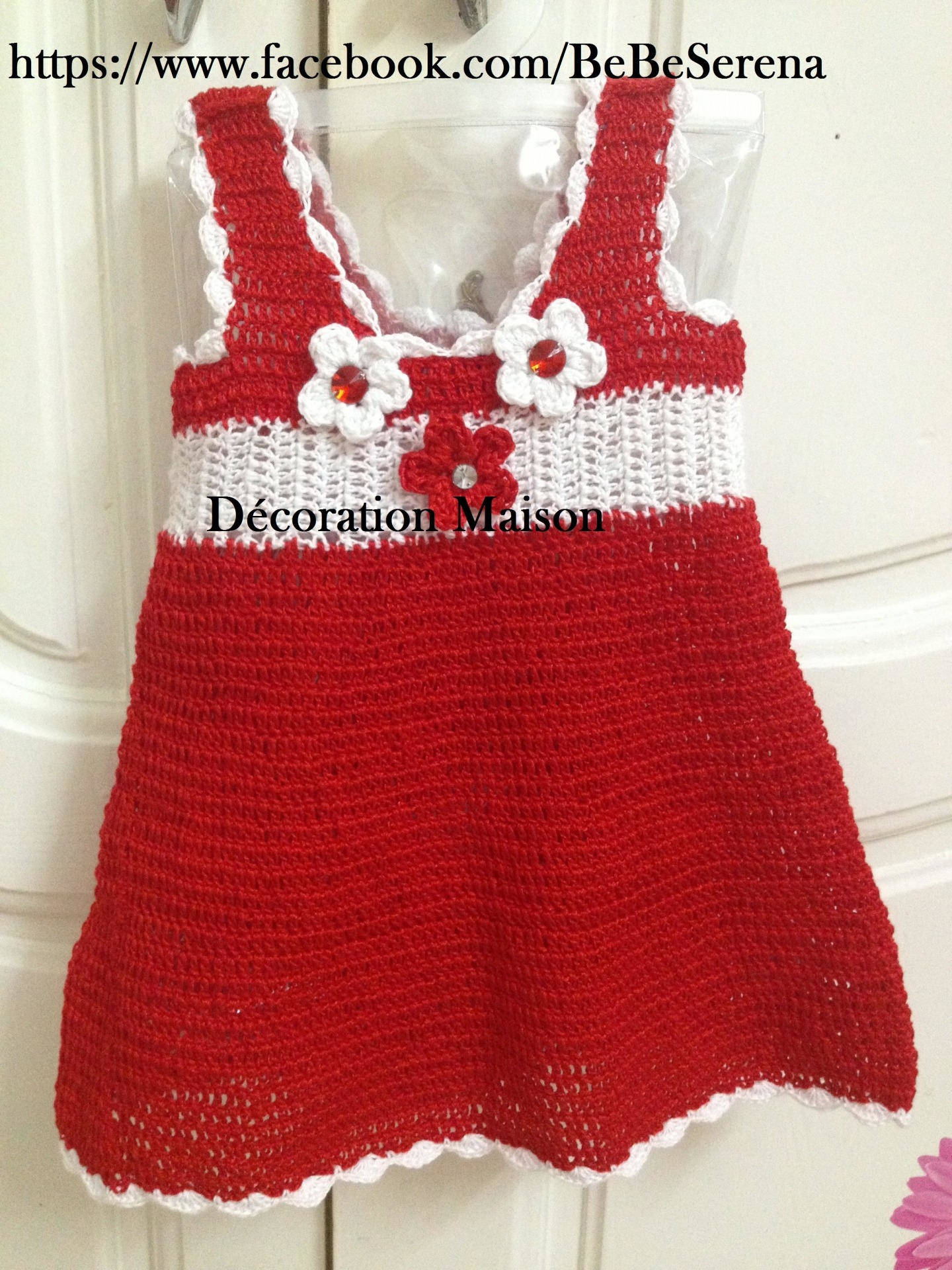 Robe Bebe Noel En Crochet Blanc Et Rouge Un Grand Marche