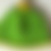 Bonnet vert et jaune avec pompon amovible en crochet fait main