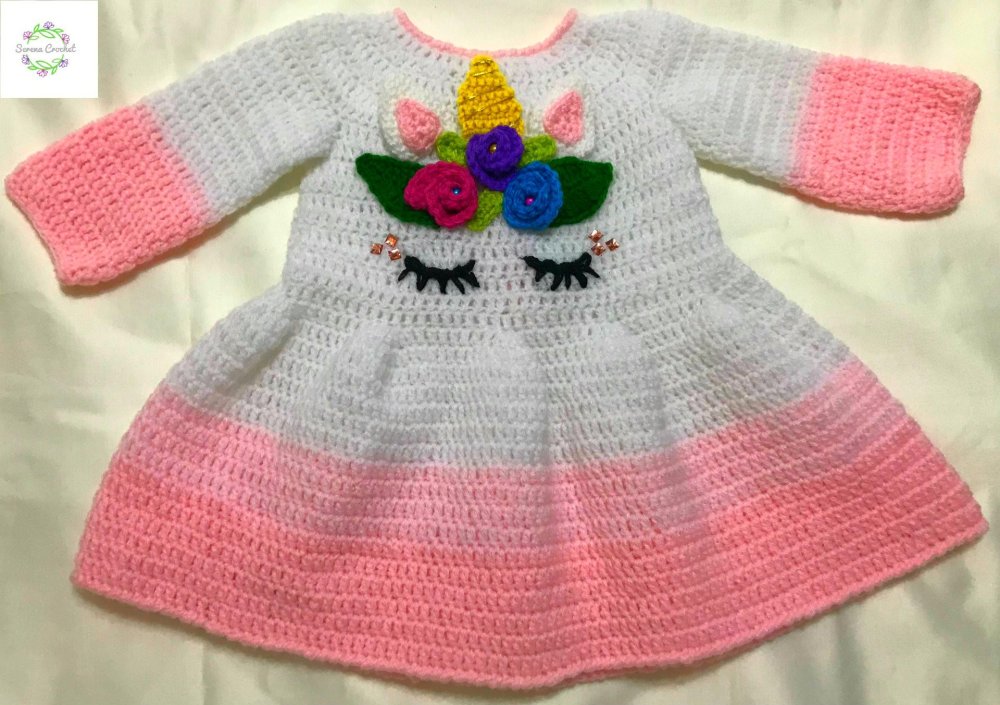 Robe Bebe Fille Licorne En Crochet Fait Main Un Grand Marche