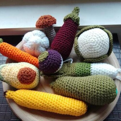 Lot dinette au crochet fruit et légume