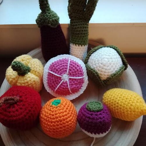 Dinette fruits et légumes au crochet