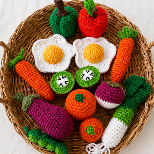 Lot de dînette crochet jouet lavable,aliment crochet