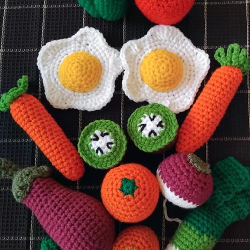 Lot de dînette crochet jouet lavable,aliment crochet
