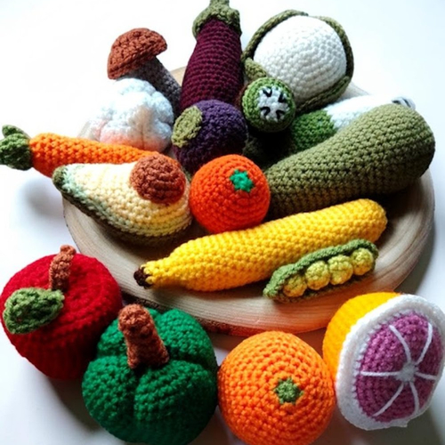 Lot de dinette fruit et légume au crochet