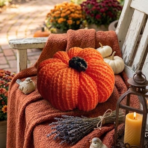 Citrouille au tricot – décoration d’automne