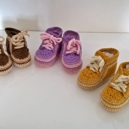 Chausson Bebe Au Crochet En Coton Un Grand Marche