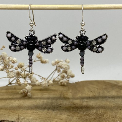 Boucles d’oreilles libellules strass