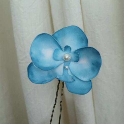 Pic cheveux orchidee , turquoise,mariage 