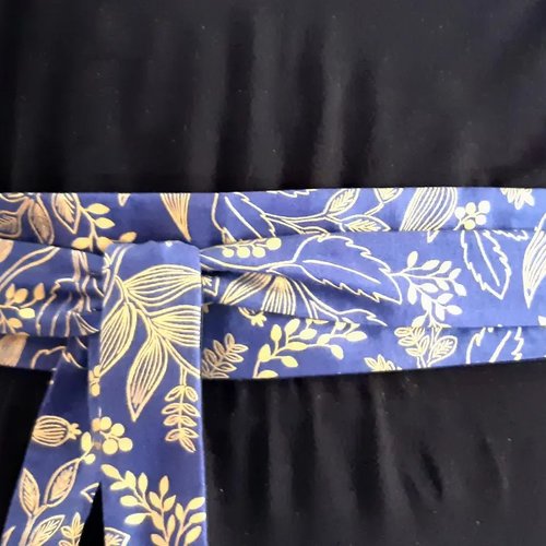 Ceinture obi tissu fleurs dorées ceinture japonaise motif végétal accessoire femme