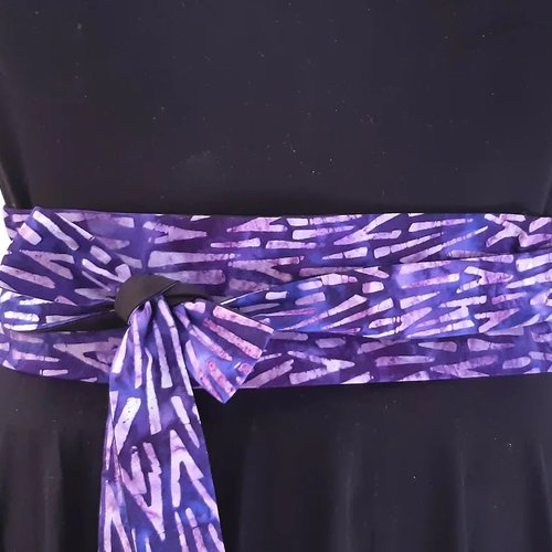 Ceinture obi bleu violet tissu teinture tissu batik ceinture japonaise ceinture à nouer
