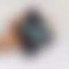 Broche fleur en cuir luna bloom – coloris mirage | bijou cuir violet, turquoise et argent brodé main