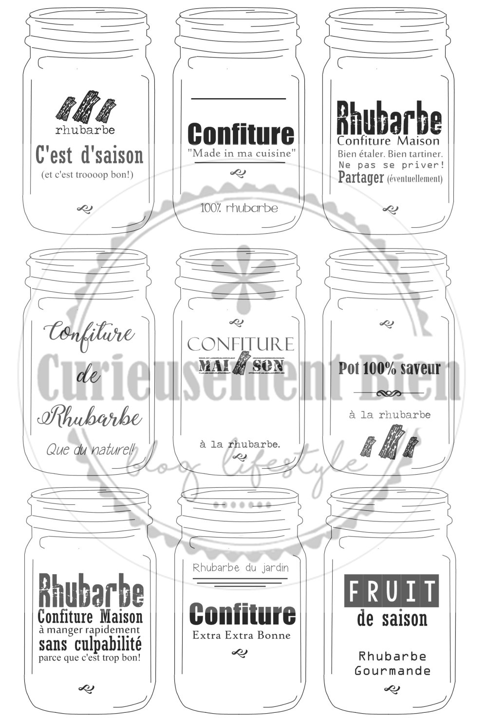Étiquettes confiture rhubarbe x10