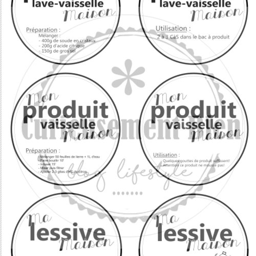 Etiquettes "mes produits naturels" à imprimer au format pdf