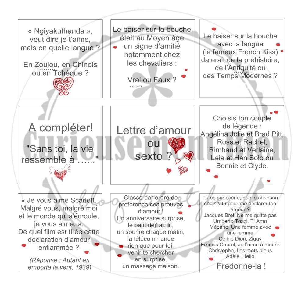 Cartes jeu des amoureux à imprimer au format pdf - Un grand marché