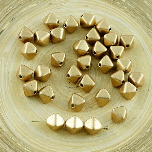 30pcs mat métallisé or bronze tchèque en verre à facettes bicone perles pyramide entretoise 6mm sku-30093