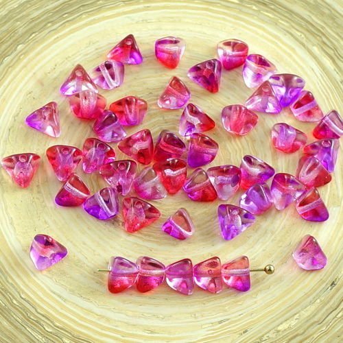 50pcs cristal chaud valentine rose verre tchèque grand demi-pincée triangle entretoise de perles de  sku-30212