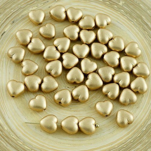 40pcs petit mat métallique en bronze doré verre tchèque cœur des perles de mariage de saint-valentin sku-30121