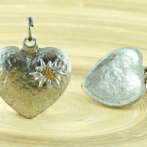 1pc cœur de petites fleurs saint-valentin mariage tchèque constatations mat vieilli argent antique d sku-30154