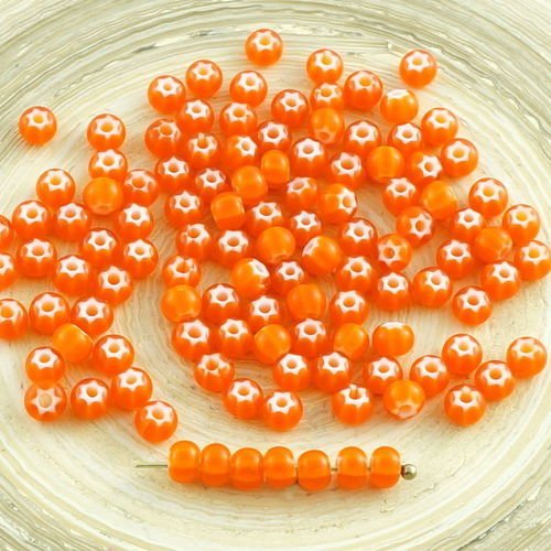 10g orange étoile blanche bordée d'halloween perles de rocaille preciosa cornaline star tchèque de e sku-30159