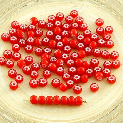 Nouvelle finition 10g rouge étoile blanche bordée de perles de rocaille preciosa cornaline star tchè sku-30160