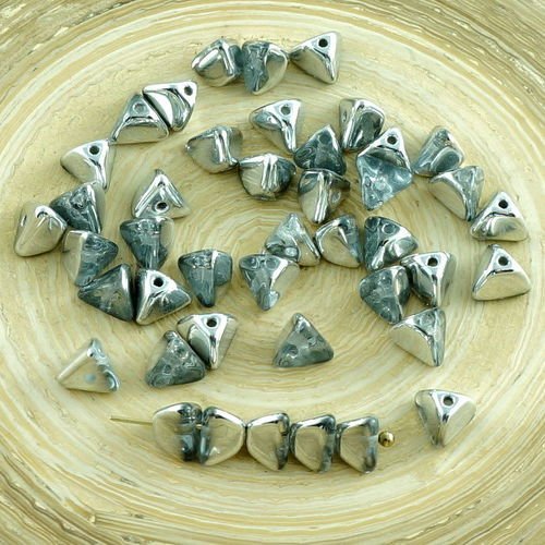 50pcs argent cristal demi-verre tchèque grand demi-pincée triangle entretoise de perles de 4 mm x 7m sku-30202