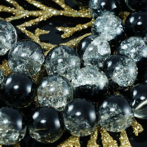 Grand clair noir tchèque perles de verre craquelé halloween 12mm 6pcs sku-18402