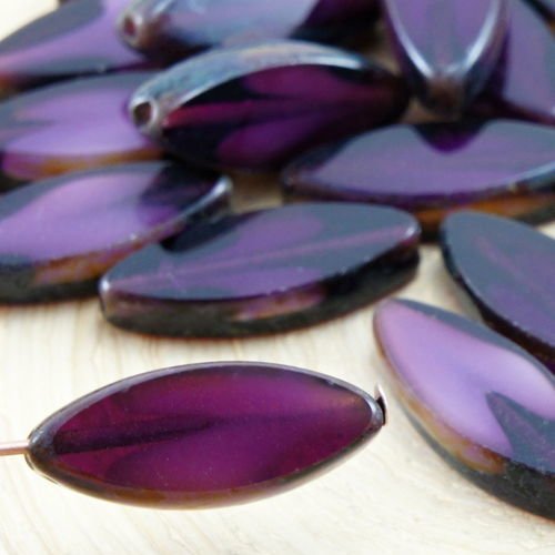6pcs picasso brun cristal violet de la mer de lune clair de d'opale ovale et plate de pétales de tab sku-32601