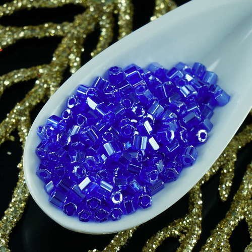 20g bleu opaque lustre verre tchèque de l'hexagone tube 2cuts perles de rocaille claironne preciosa  sku-19557