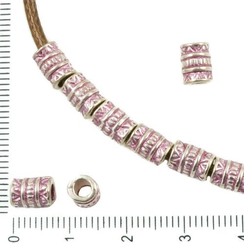 20pcs antique ton argent valentine rose patine laver de grandes trou entretoise tube rayé bali perle sku-36284