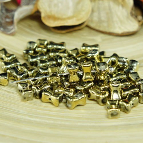 Nouvelle forme 60pcs or métallique en verre tchèque petit noeud perles en os pressé écarteur 3mm x 6 sku-26475