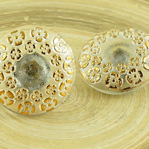 1pc cristal d'or de fleur de camomille guirlande en forme de dôme à la main le verre tchèque bouton  sku-30833