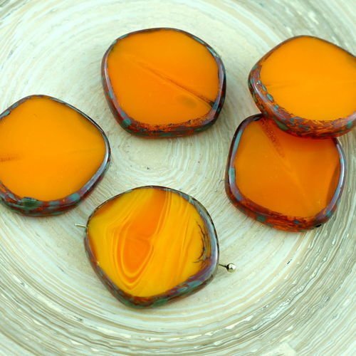 2pcs picasso ambre jaune opale plat rond 8edge fenêtre de la table de coupe pièce de verre tchèque p sku-28877