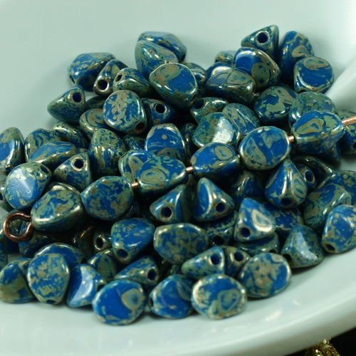50pcs picasso bleu pincée de verre tchèque entretoise bicone à facettes perles 5mm sku-25814