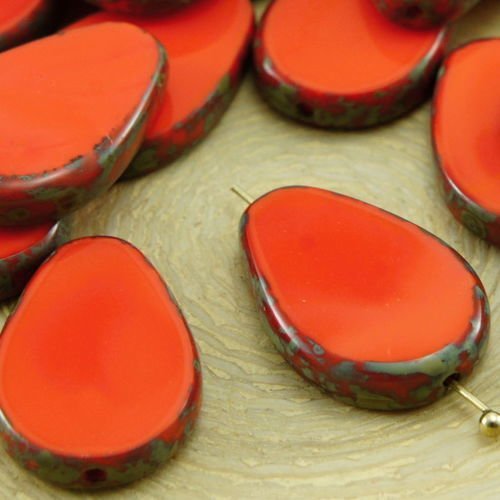 4pcs picasso brun opaque rouge corail plat en forme de larme de la fenêtre de la table de coupe tchè sku-32586