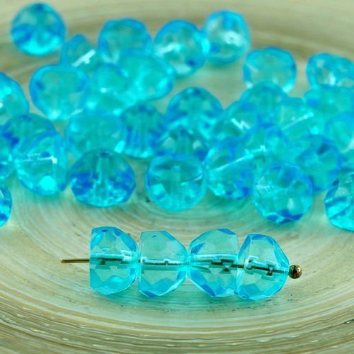 Nouvelle forme 20pcs solgel délavé de couleur crystal bleu turquoise en verre tchèque hill perles de sku-30661