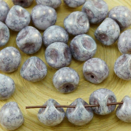 12pcs picasso gris argent de cuivre et de terre cuite champignon bouton de verre tchèque perles de 9 sku-30903