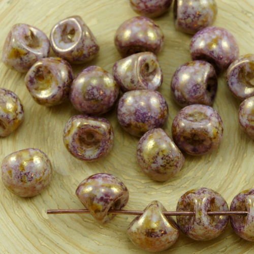 12pcs craie violet marron sénégal en terre cuite de champignons bouton de verre tchèque perles de 9m sku-30910