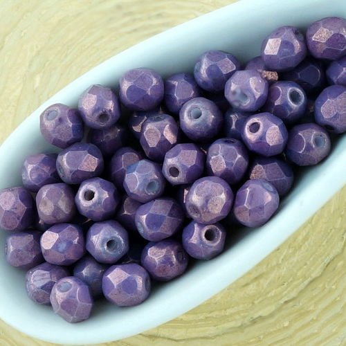 100pcs blanc albâtre opale tanzanite violet métallisé bronze lustre rond à facettes feu poli petite  sku-33141